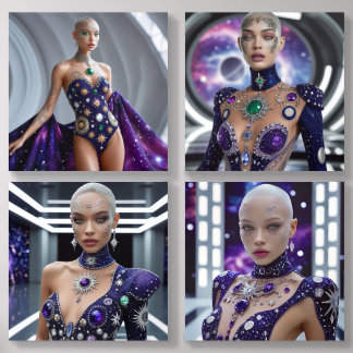 Futuristic Fantasy Fashion Costume Acrylic Photo Tile