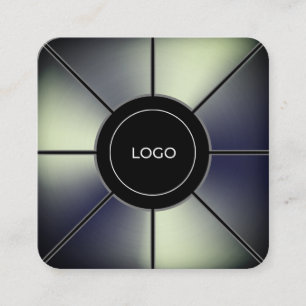 Futuristic faux metal texture frame square busines business card