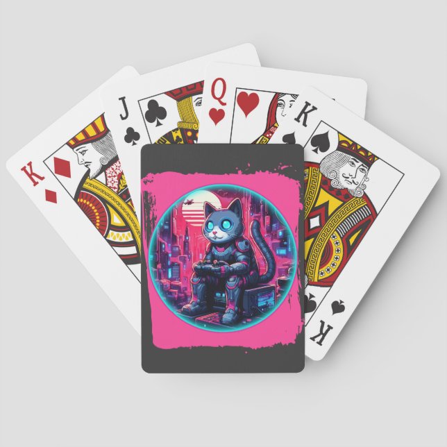 Futuristic Feline Tech Poker Cards (Back)