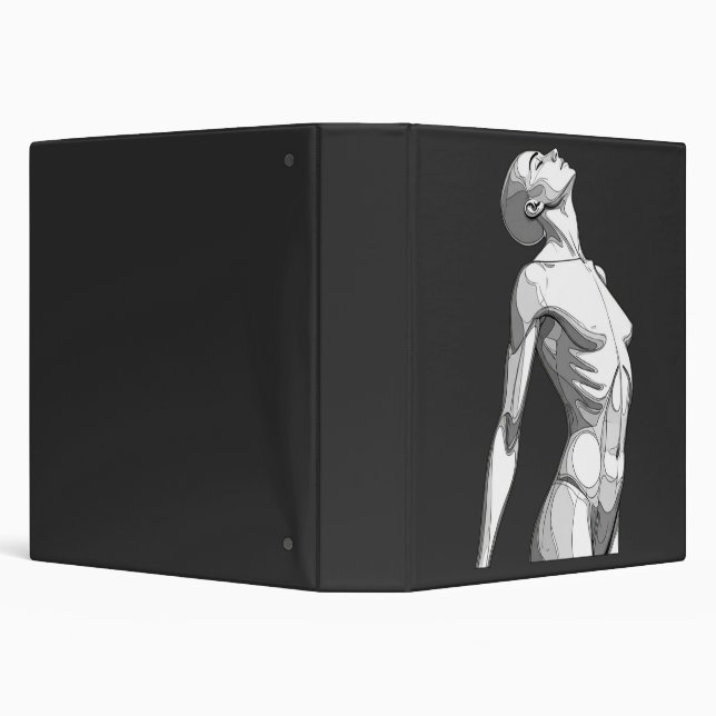 Futuristic Female Android Sketch - Sleek Cyberpunk 3 Ring Binder (Background)