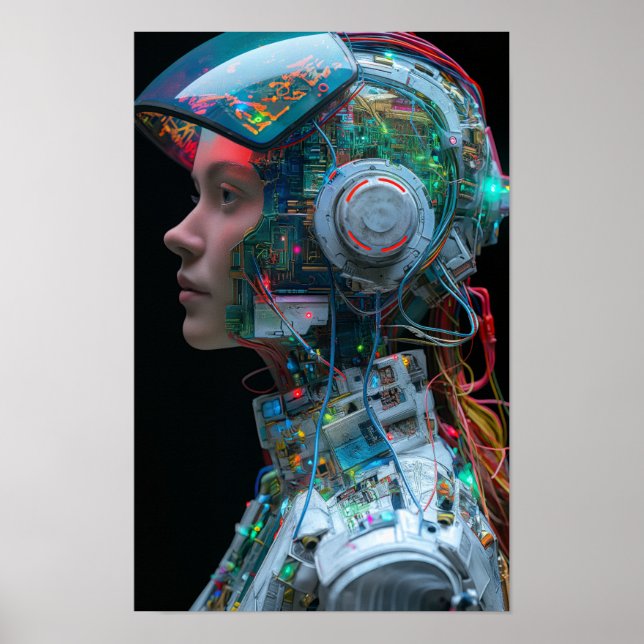 Futuristic Female Cyborg Body - Sci-Fi Art Poster (Front)
