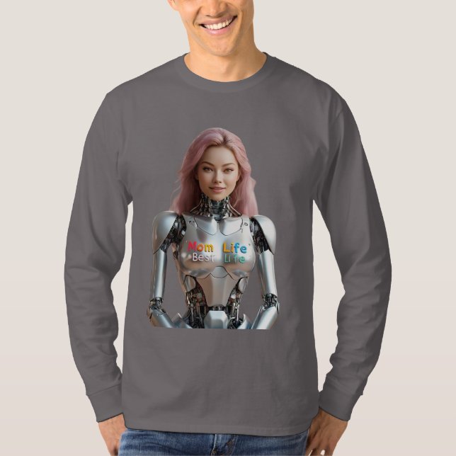 Futuristic Female Robot Mom T-Shirt (Front)