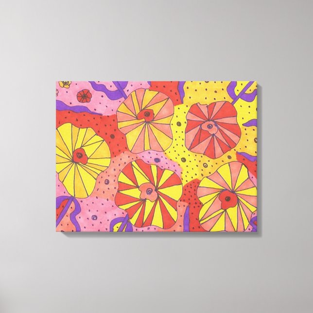 Futuristic Floral Garden Abstract Canvas Art Print (Front)
