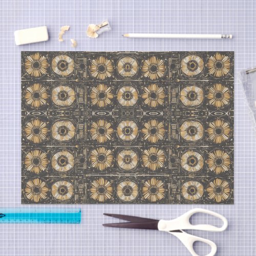 Futuristic floral pattern design tissue paper