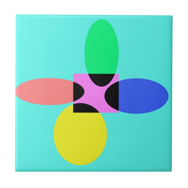 Futuristic flower ceramic tile (Front)