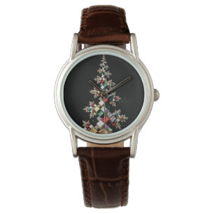 Futuristic Fractal Christmas Tree Mosaic Cubes Watch