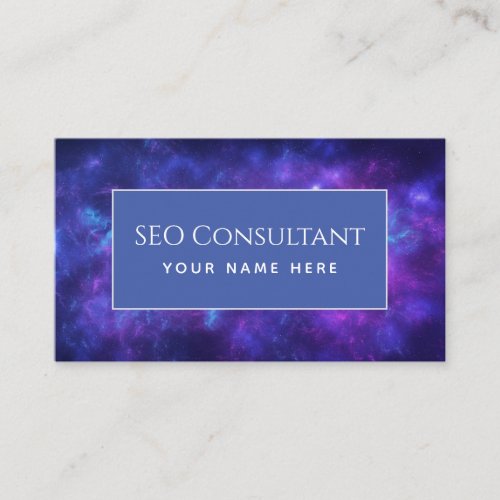 Futuristic Galaxy Space Purple Blue SEO Consultant Business Card