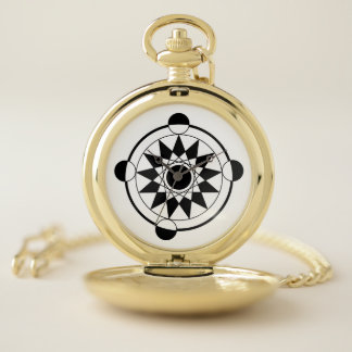 Futuristic Geometric Crop Circle Mandala Pocket Watch