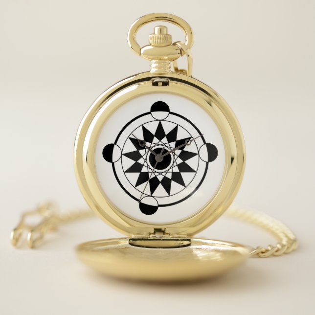 Futuristic Geometric Crop Circle Mandala Pocket Watch (Inside)