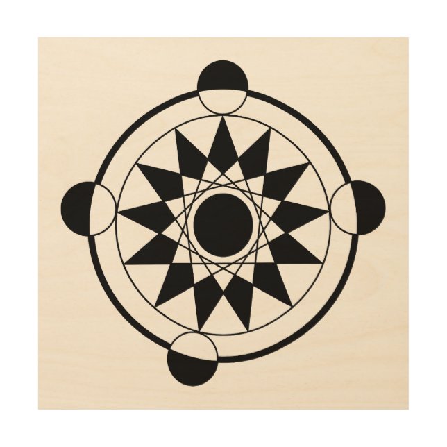 Futuristic Geometric Crop Circle Mandala Wood Wall Art (Front)