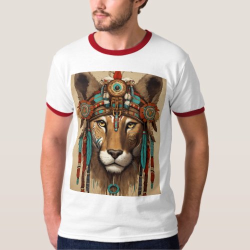 Futuristic Geometric Lion T_Shirt with Holographic