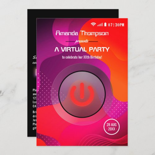 Futuristic Geometric Virtual Birthday Party Invitation