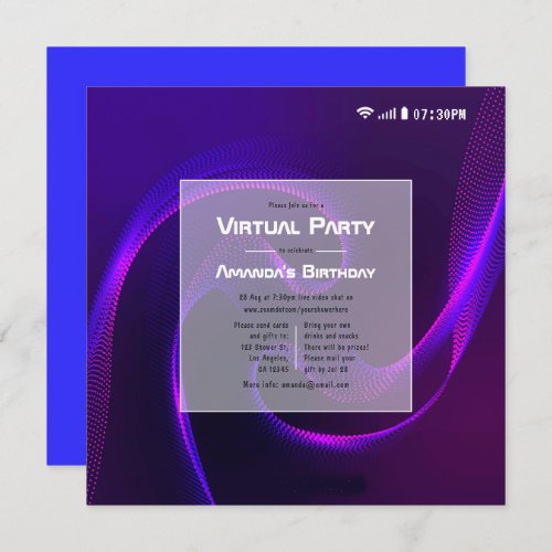 Futuristic Geometric Virtual Birthday Party Invitation