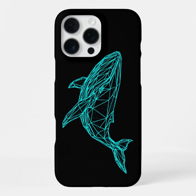 Futuristic Geometric Whale iPhone 16 Pro Max Case (Back)