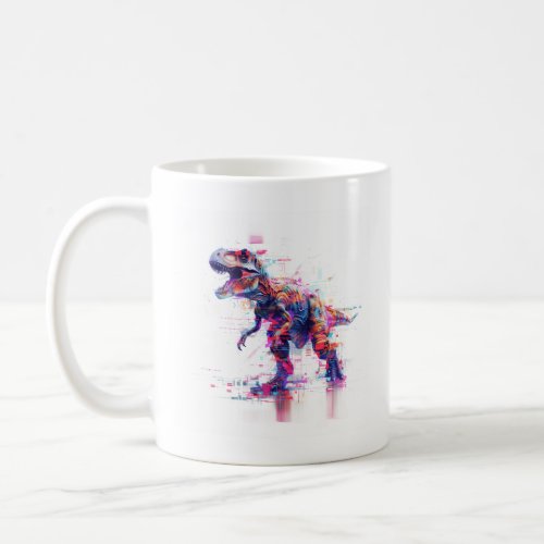 Futuristic Glitch T_Rex Dinosaur Coffee Mug