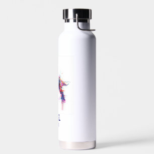 Futuristic Glitch T-Rex Dinosaur With Kids Name Water Bottle