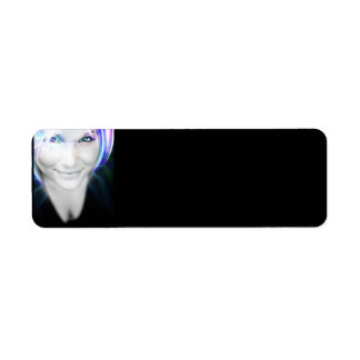 Futuristic Glowing Hair Woman Label