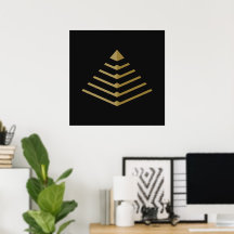 Futuristic Gold Circuitry Pyramid Neo Deco
