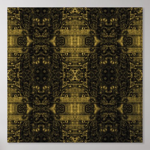 Futuristic Gold Geometric Abstract Poster Print