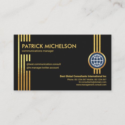 Futuristic Gold Lines Professional CEO Founder Business Card