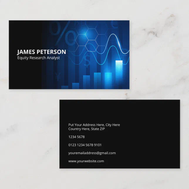 Futuristic Graphic Chart | Stock Market | Black Business Card | Zazzle