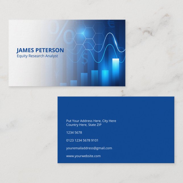 Futuristic Graphic Chart | Stock Market | White Business Card (Front/Back)
