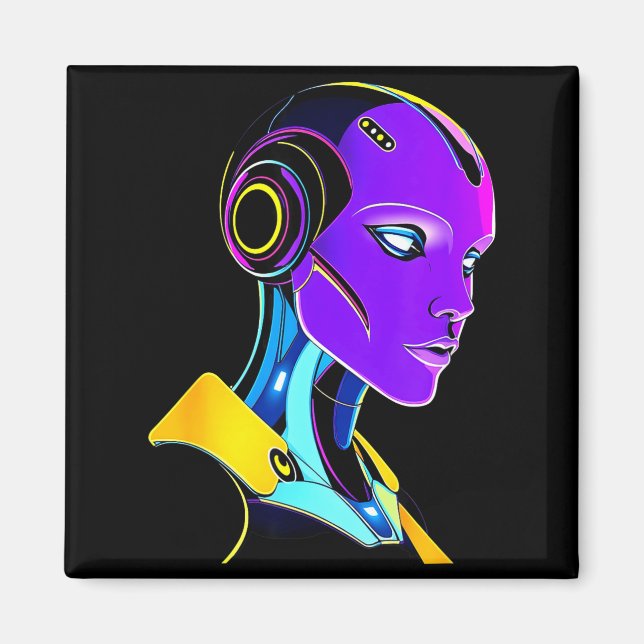 Futuristic Graphic Design Robot 1  Magnet (Front)