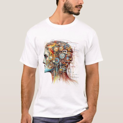 Futuristic graphic t_shirt robot face profile