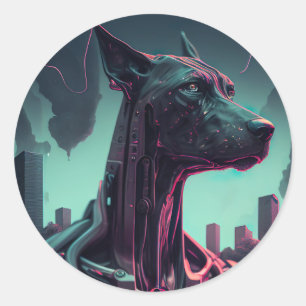 Futuristic Great Dane The Robotic Companion Classic Round Sticker