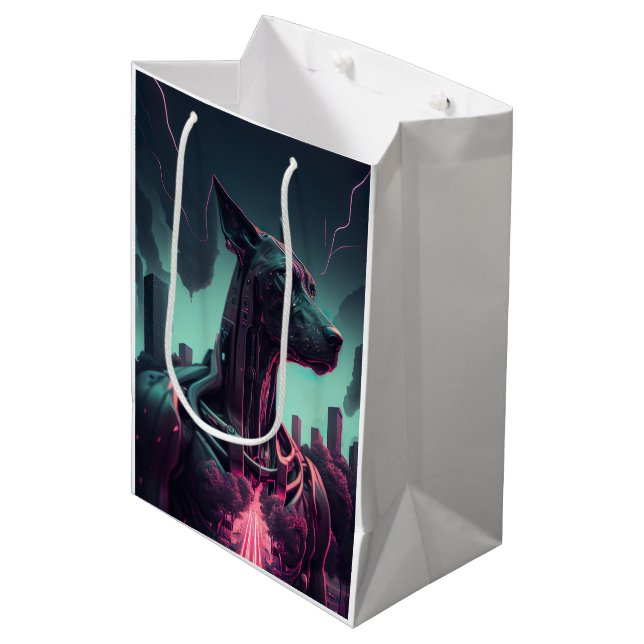 Futuristic Great Dane The Robotic Companion Medium Gift Bag (Front Angled)