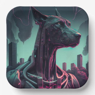 Futuristic Great Dane The Robotic Companion Paper Plates