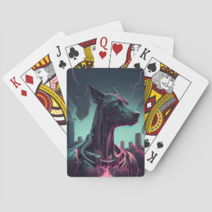Futuristic Great Dane The Robotic Companion Poker Cards