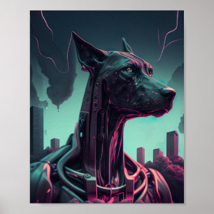 Futuristic Great Dane The Robotic Companion Poster