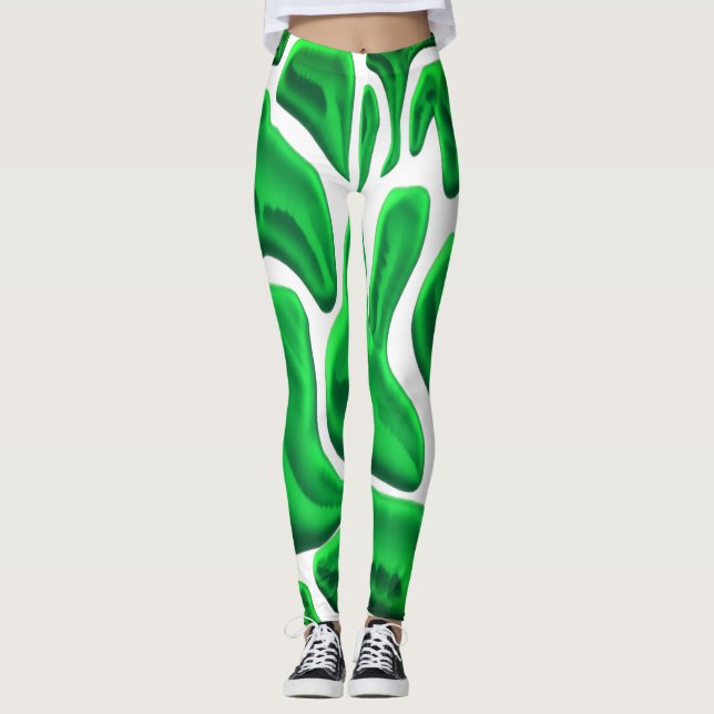 Futuristic Green Abstract Shapes             Leggings (Front)