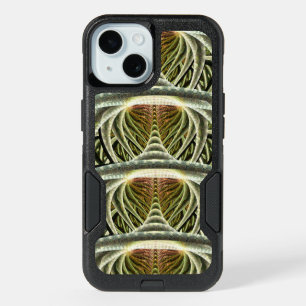 Futuristic Green, White and Orange Abstract iPhone 15 Case