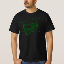 Futuristic Green Wireframe Cyber Helmet Blueprint
