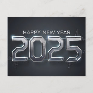 Futuristic Happy New Year 2025 Holiday Postcard