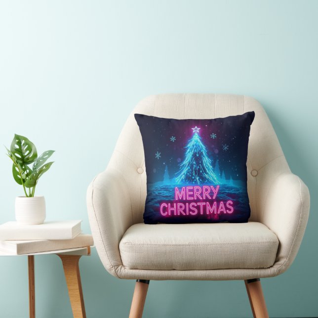  Futuristic Holiday Glow Design Throw Pillow (Chair)