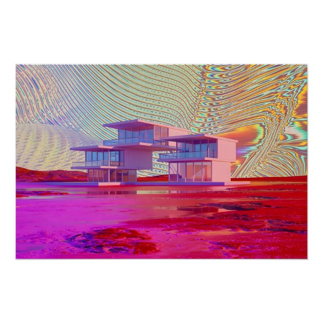 Futuristic House Amidst a Colorful Surreal Poster (Front)