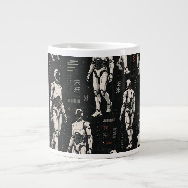 Futuristic Humanoid Robot | AI Android Sci-Fi Art Giant Coffee Mug (Front)