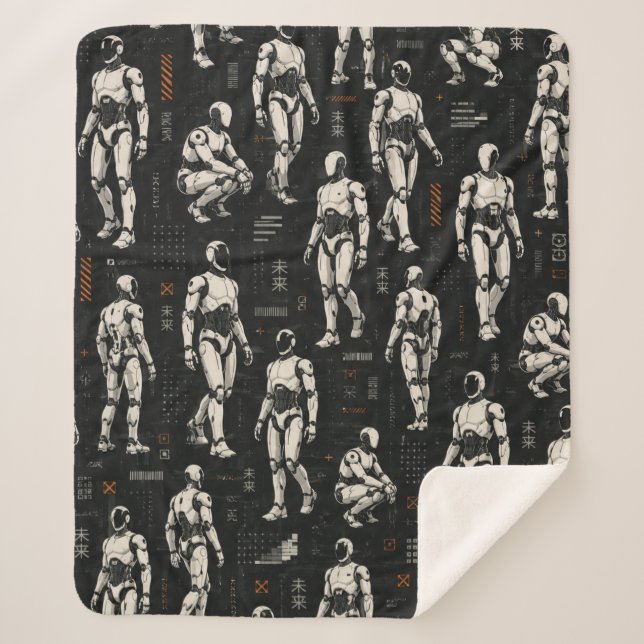 Futuristic Humanoid Robot | AI Android Sci-Fi Art Sherpa Blanket (Front)