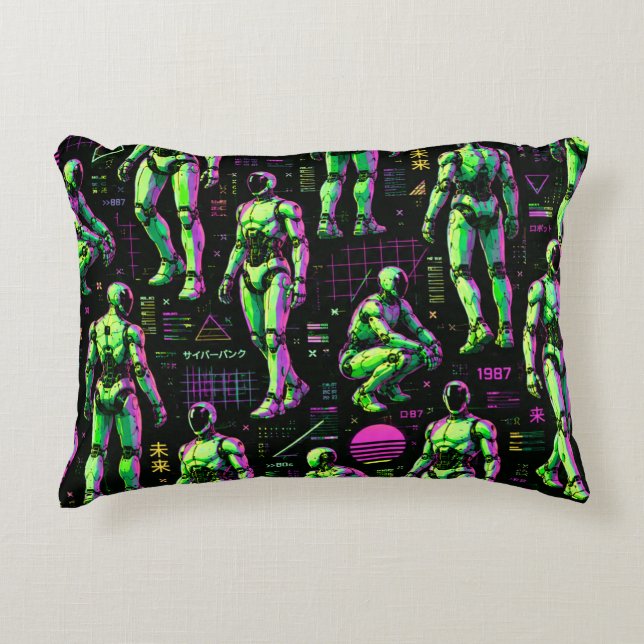Futuristic Humanoid Robot Art | AI Android Sci-Fi  Accent Pillow (Front)