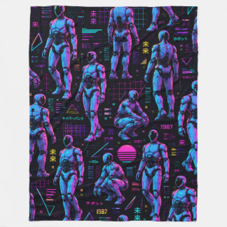 Futuristic Humanoid Robot Art | AI Android Sci-Fi Fleece Blanket