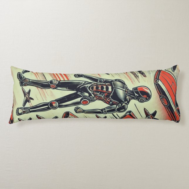 Futuristic Humanoid Robot Pattern | AI Robotics Sc Body Pillow (Front)