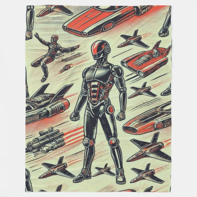 Futuristic Humanoid Robot Pattern | AI Robotics Sc Fleece Blanket (Front)