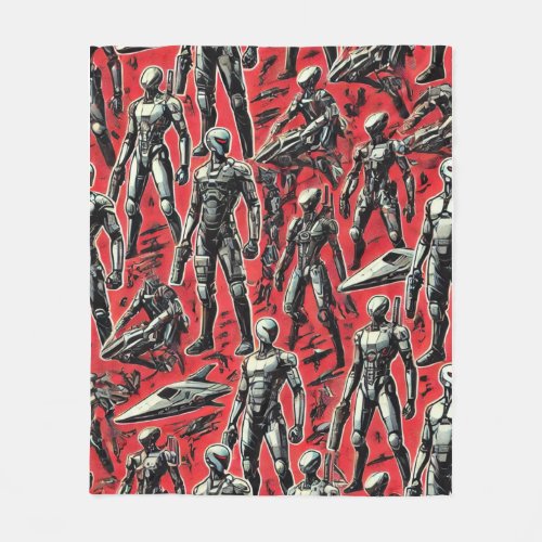Futuristic Humanoid Robot Pattern | AI Robotics Sc Fleece Blanket