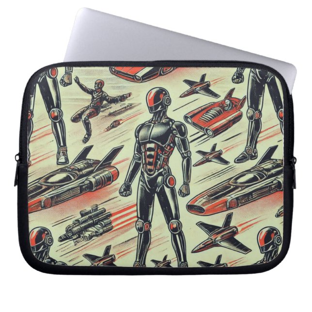 Futuristic Humanoid Robot Pattern | AI Robotics Sc Laptop Sleeve (Front)