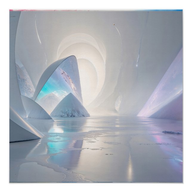 Futuristic Ice Cave Surreal Dreamlike Fantasy Land Poster (Front)