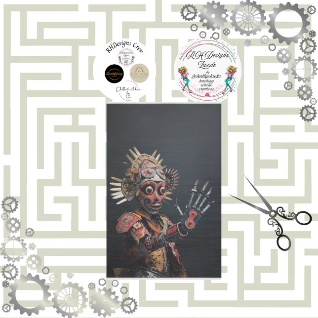 Futuristic Indian Chief Robotic Decoupage  Tissue Paper (Creator Uploaded)