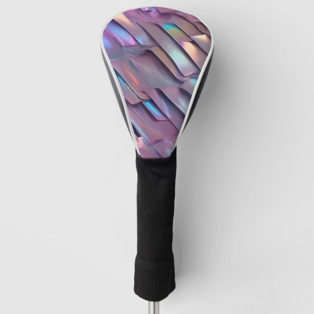 Futuristic iridescent/abstract holographic  golf head cover (Front)